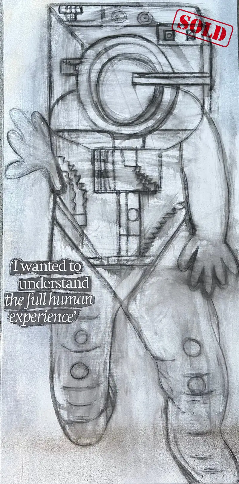 Suzy Forel, Mixed-Media-Collage Nr. 65, Astronaut-Motiv